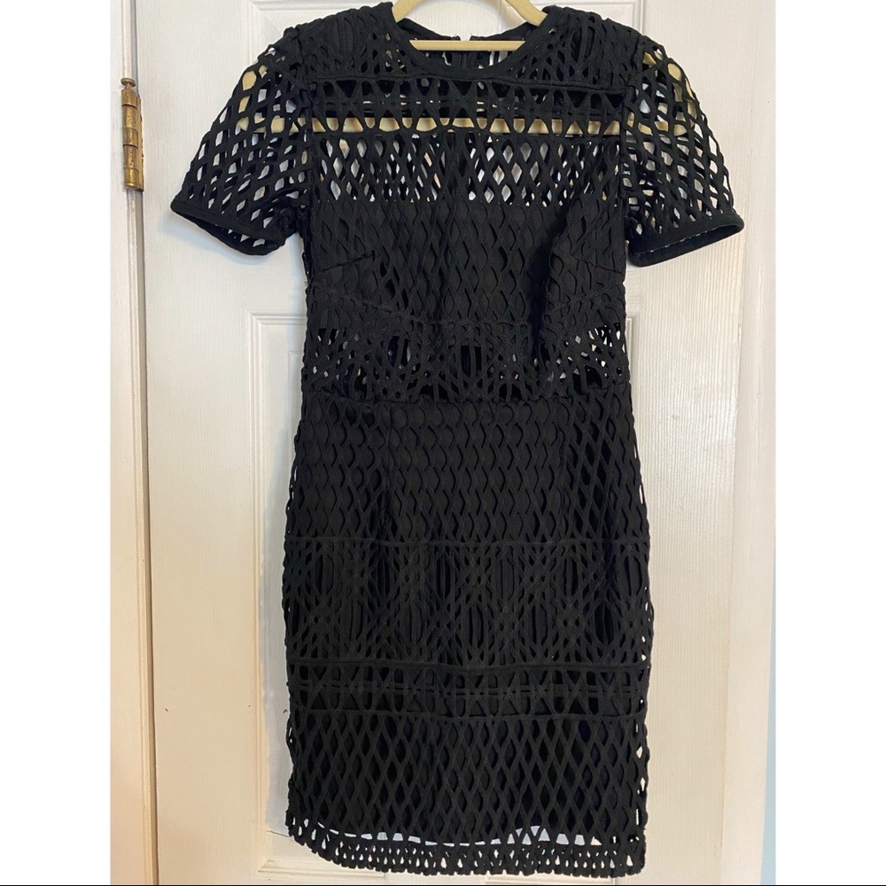 Black Net Mini Dress | Size S